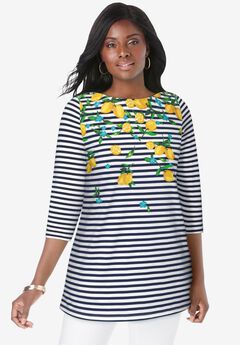 Stretch Cotton Boatneck Tunic