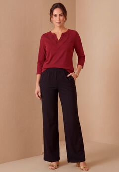 Stretch Cotton Crochet Notch Neck Tunic