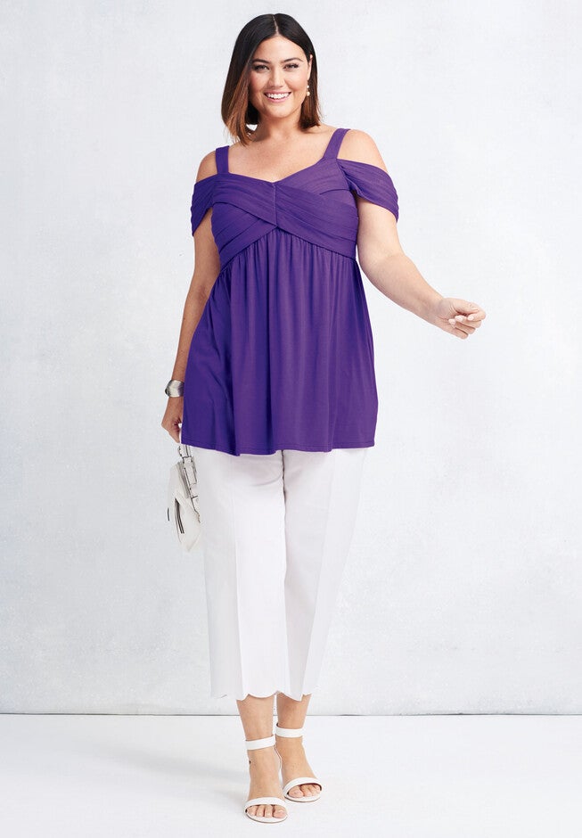 Cold Shoulder Pleat Tunic, , alternate image number 4