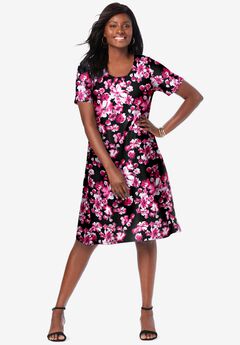 Stretch Knit A-Line Dress