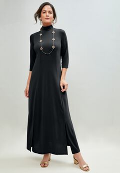 Mockneck Slit Maxi Dress