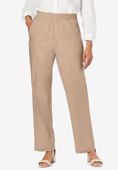 Lightweight Linen-Blend Straight-Leg Pants