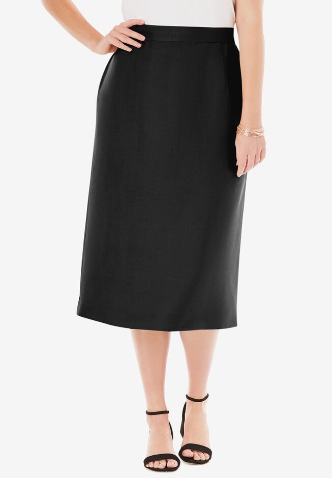 Linen Skirt, BLACK, hi-res image number 0