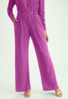 Plisse Wide-Leg Trouser