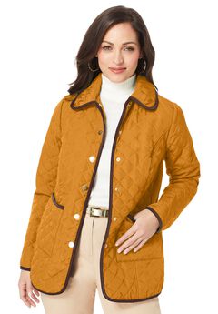 Snap-Front Quilted Coat