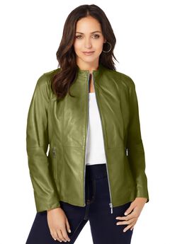 Zip Front Leather Jacket