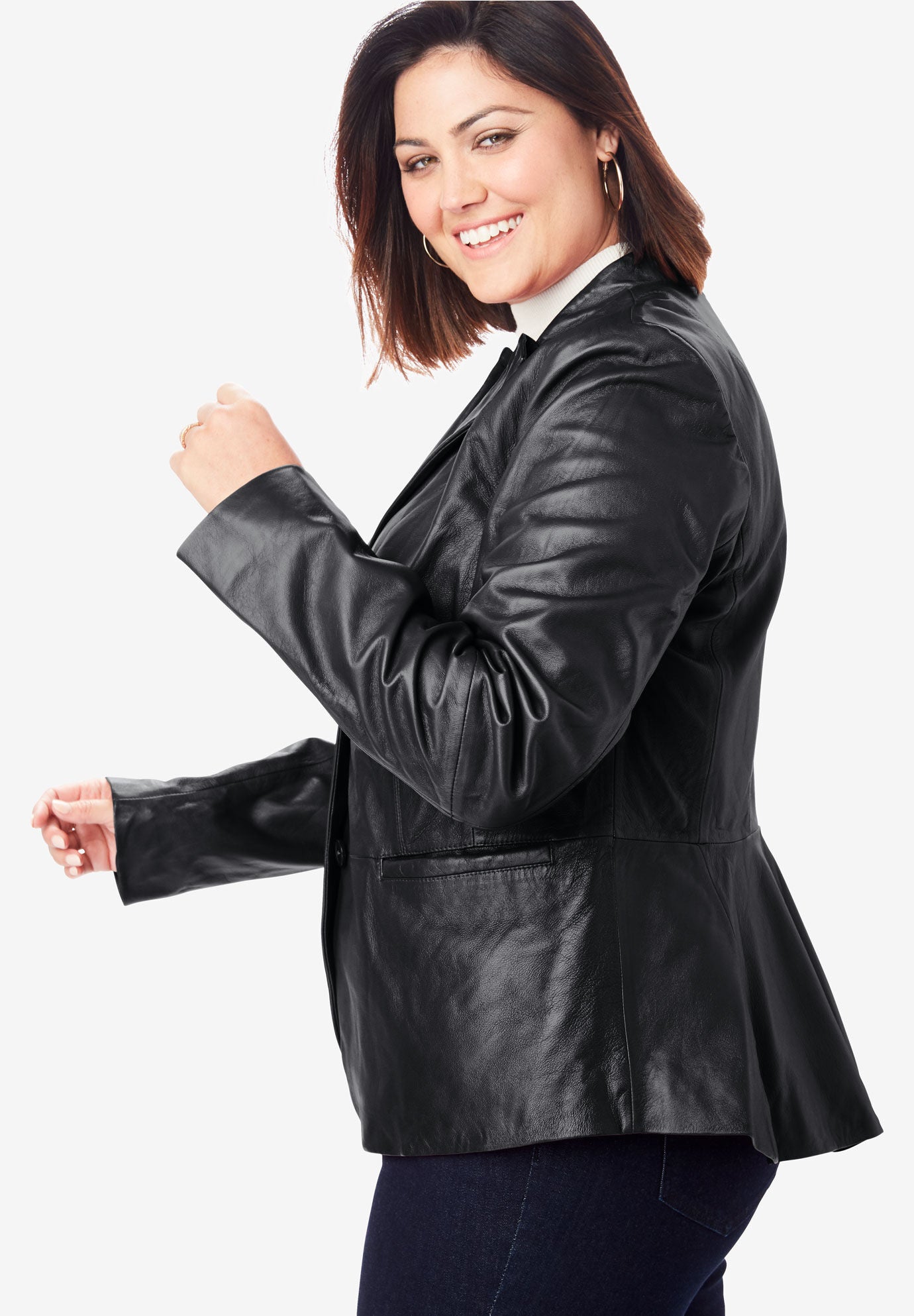 Leather Peplum Jacket, , alternate image number 4