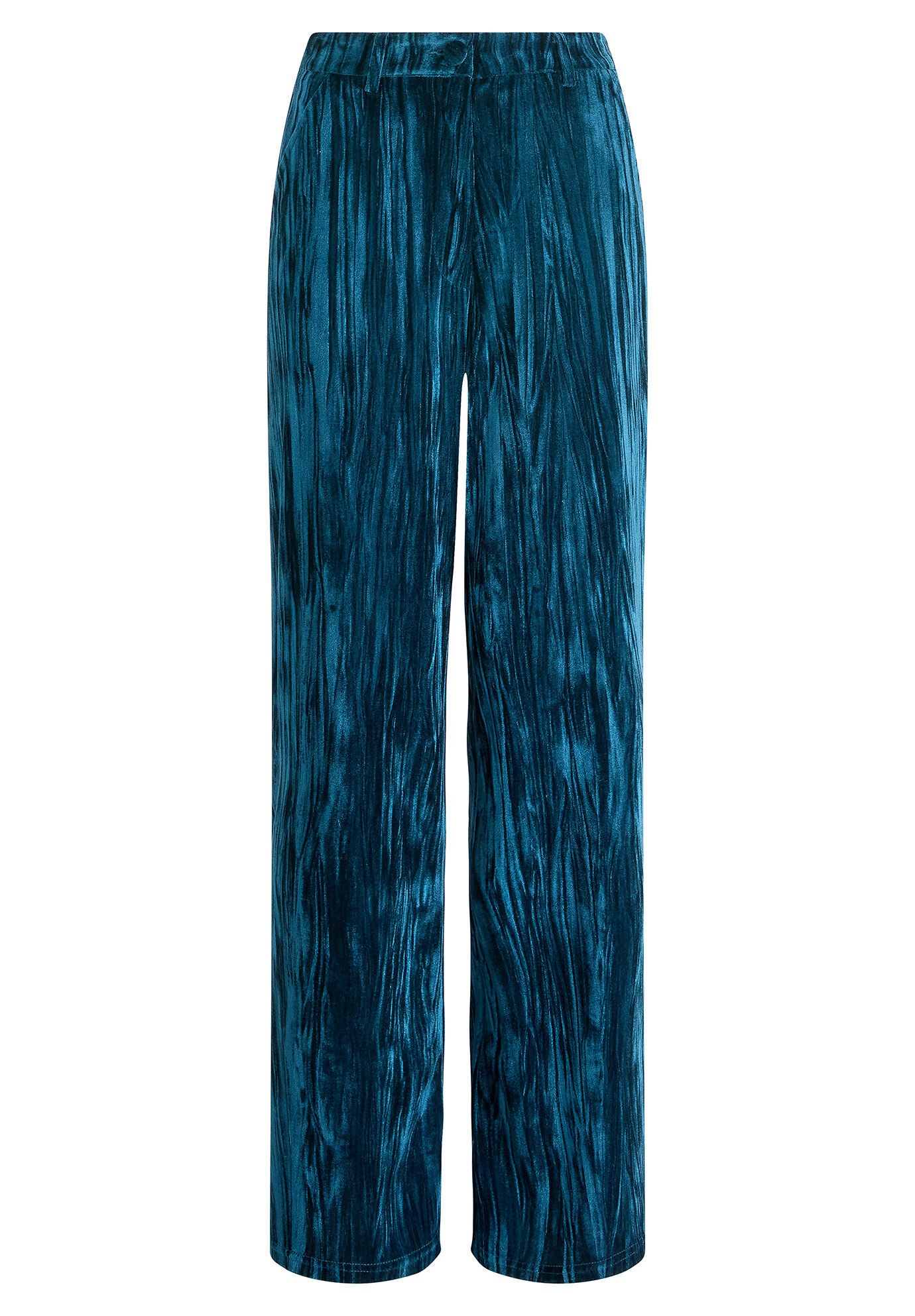 Crinkle Velvet Trouser, TEAL, alternate image number 4