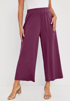 Stretch Knit Wide Leg Crop Pant