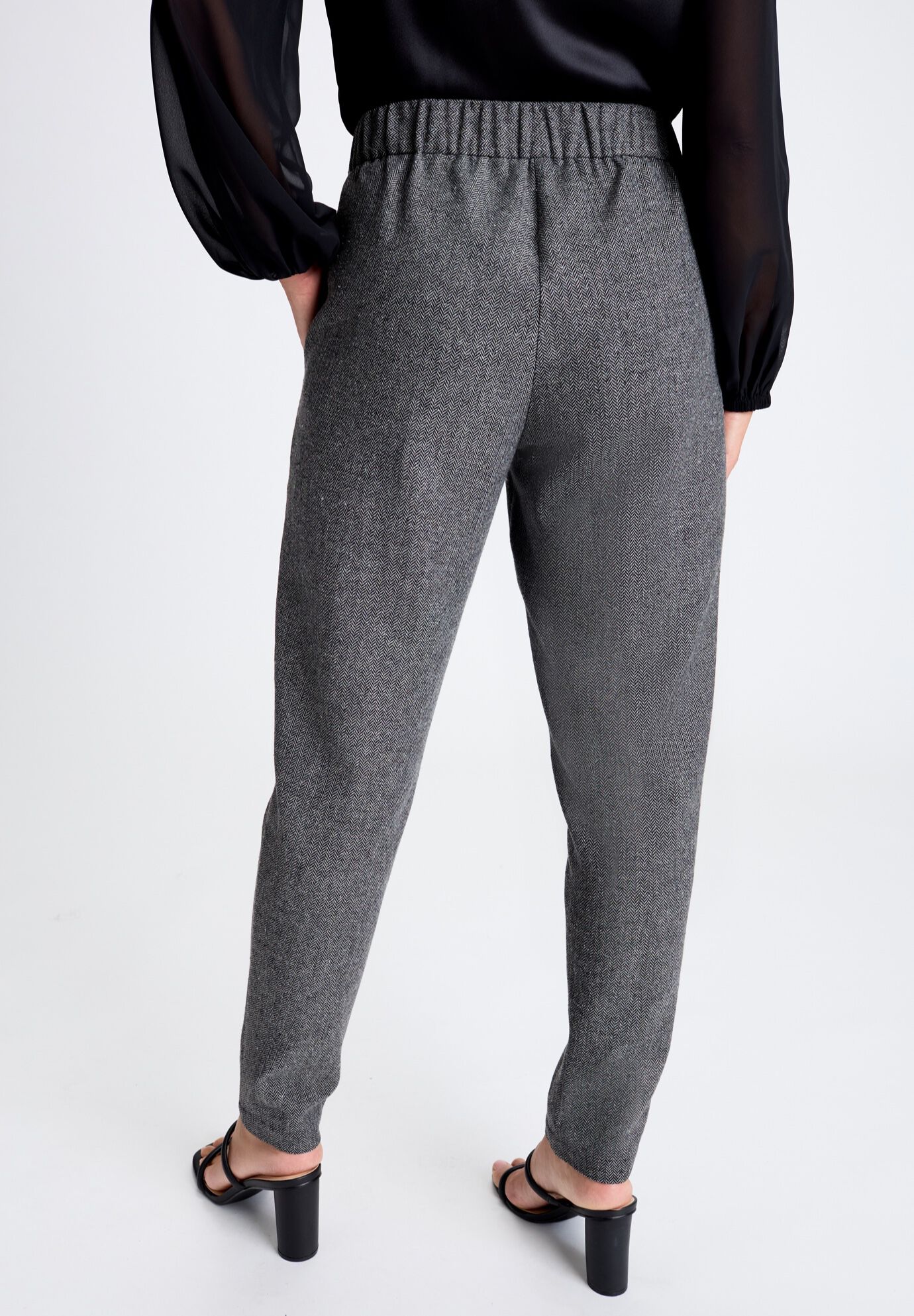 Herringbone Straight Leg Pant, GREY HERRINGBONE, alternate image number 2