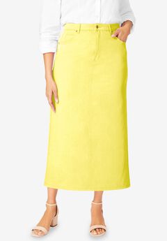 Classic Cotton Denim Midi Skirt