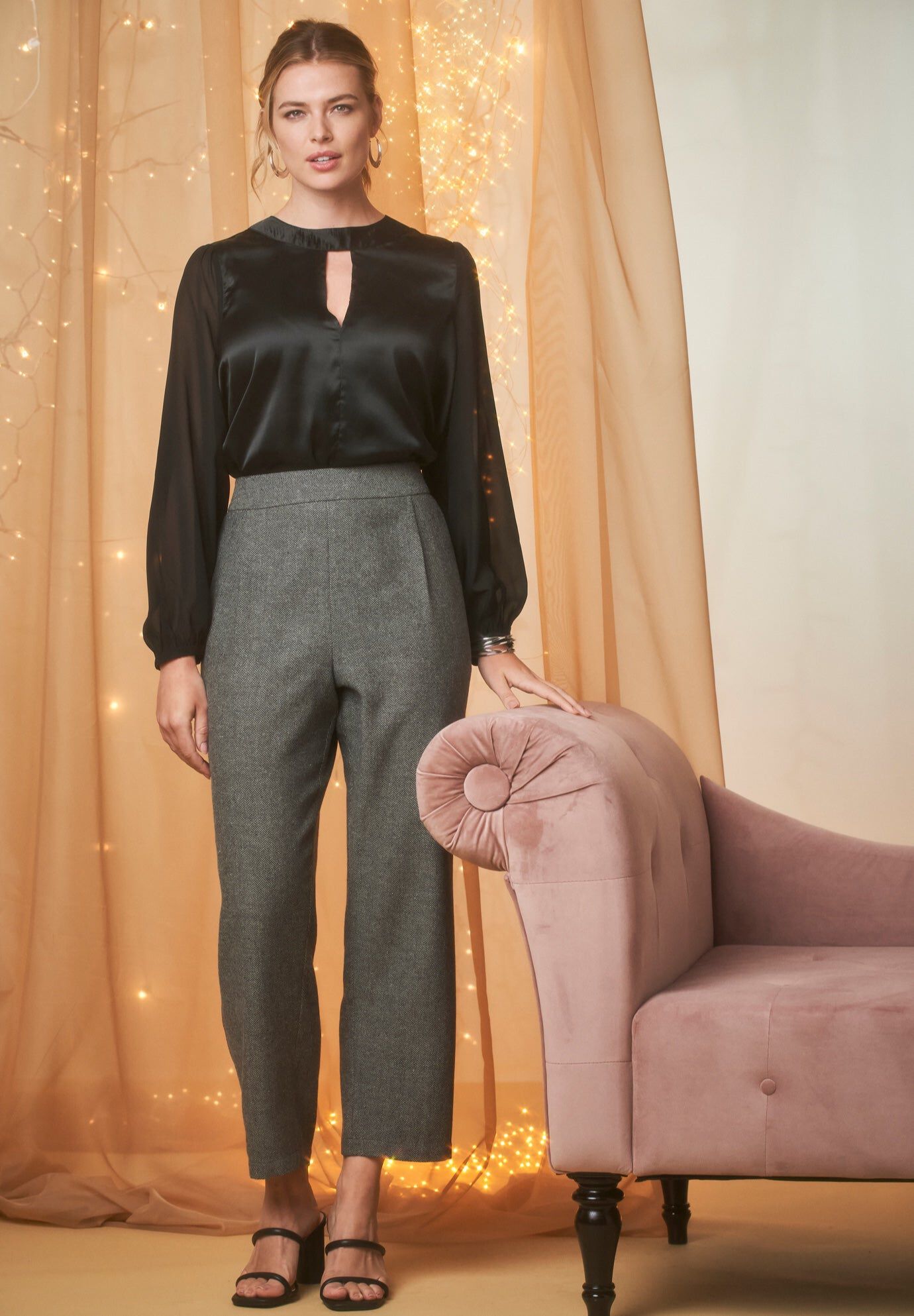 Herringbone Straight Leg Pant, GREY HERRINGBONE, hi-res image number 0