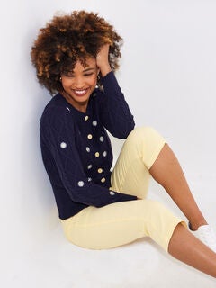 Embroidered Cable Cardigan