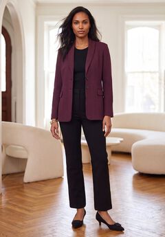 Stretch Crepe Single-Breasted Pantsuit