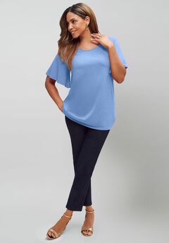 Stretch Knit Flutter Sleeve Tunic