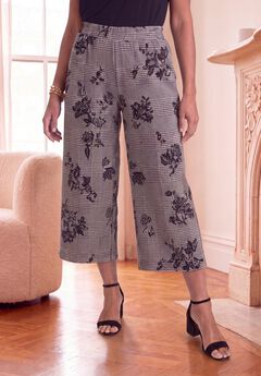 Stretch Knit Wide Leg Crop Pant