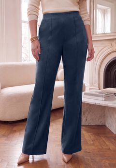 Stretch Faux Suede Flare Leg Pant