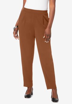 Stretch Knit Crepe Straight Leg Pants