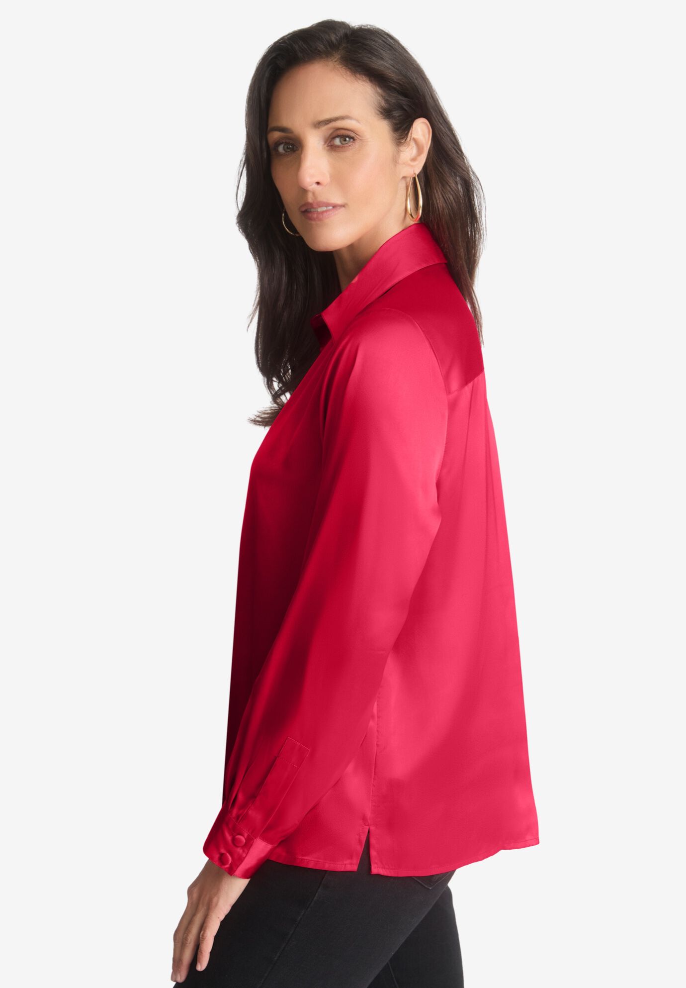 SATIN BOYFRIEND SHIRT, , alternate image number 2