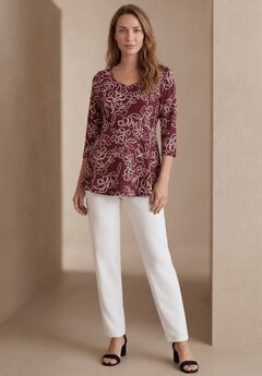 Knit Crepe Sweetheart Neckline Peplum Top