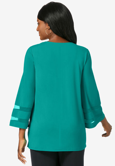 Mesh Inset Sleeve Tunic, , on-hover image number null
