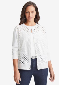Fine Gauge Eyelet Cardigan