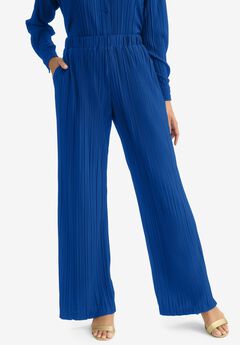 Plisse Wide-Leg Trouser
