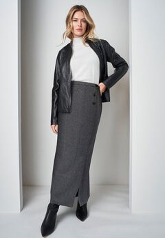 Side-Button Wool Skirt