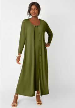 2-Piece Stretch Knit Duster Set