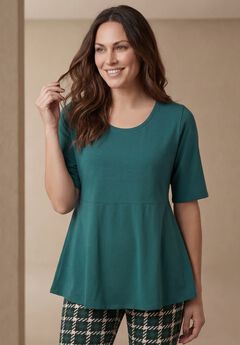 Stretch Cotton Peplum Tunic