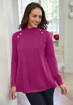 Gold Button Mockneck Sweater