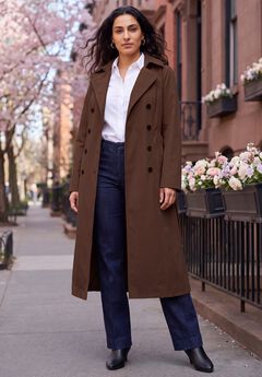Double-Breasted Long Trench Raincoat