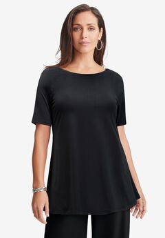 Stretch Knit Boatneck Swing Tunic
