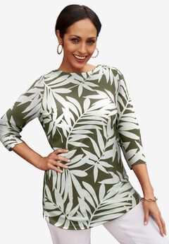Stretch Cotton Boatneck Tunic
