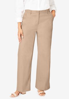Stretch Cotton Chino Wide-Leg Trouser