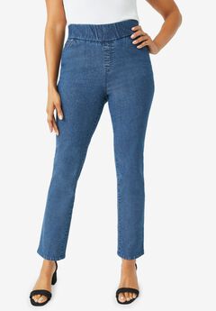 Comfort Waist Stretch Denim Straight Leg Jean
