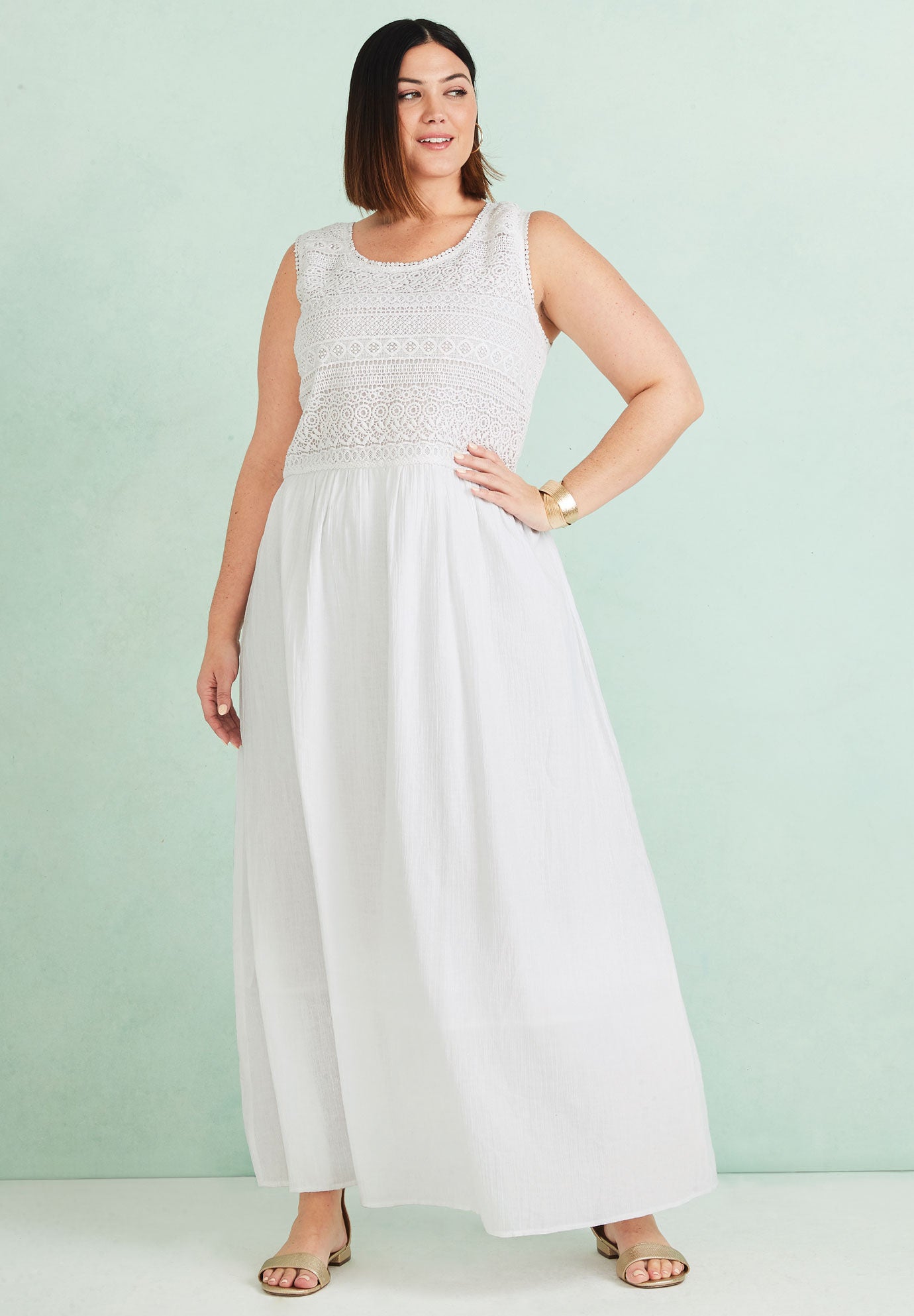 Plus size gauze maxi dress Clearance