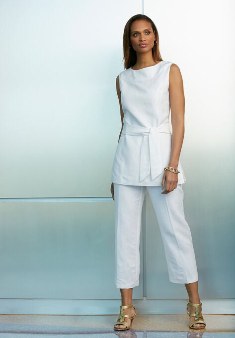 Linen Blend Capri Set, , alternate image number null