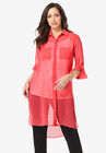 Sheer Georgette Mega Tunic, VIBRANT WATERMELON BOLD DOT, hi-res image number null