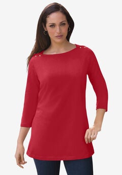 Stretch Cotton Boatneck Tunic