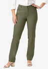 Classic Cotton Denim Straight Jeans, DARK OLIVE GREEN, hi-res image number null
