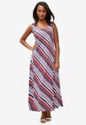 Flared Tank Dress, NAVY BRUSHSTROKE STRIPE, hi-res image number null