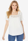 Eyelet Cutout Tee, WHITE, hi-res image number null