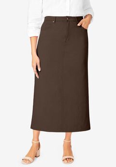 Classic Cotton Denim Midi Skirt