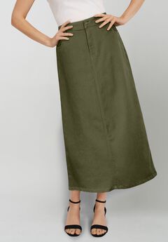 True Fit Stretch Denim Midi Skirt
