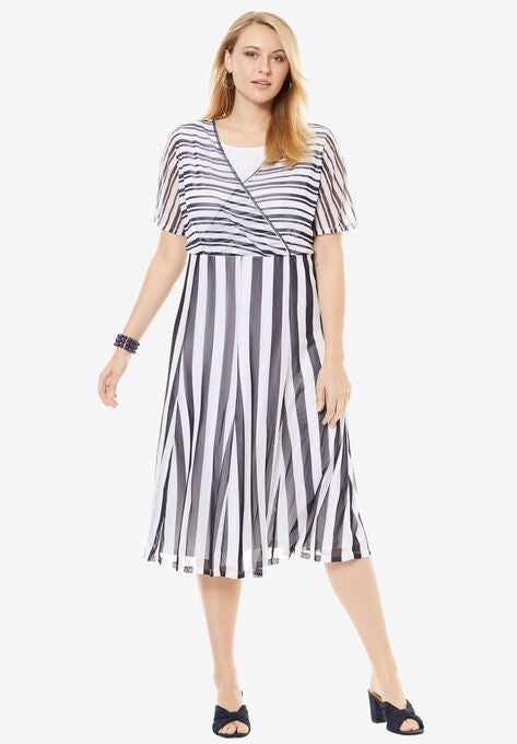 Fit Flare Midi Dress Plus Size Casual Dresses Roaman S