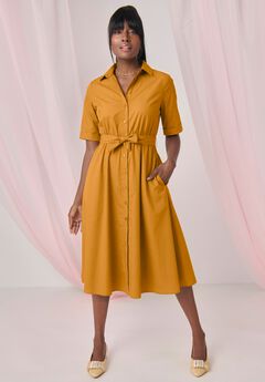 Stretch Poplin Shirtdress