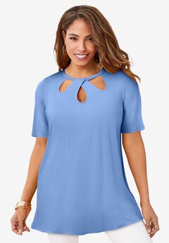 Stretch Knit Cutout Swing Tunic