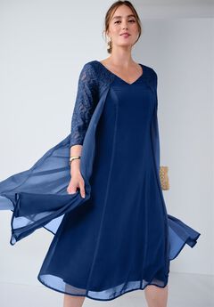 A-line Lace Overlay Dress