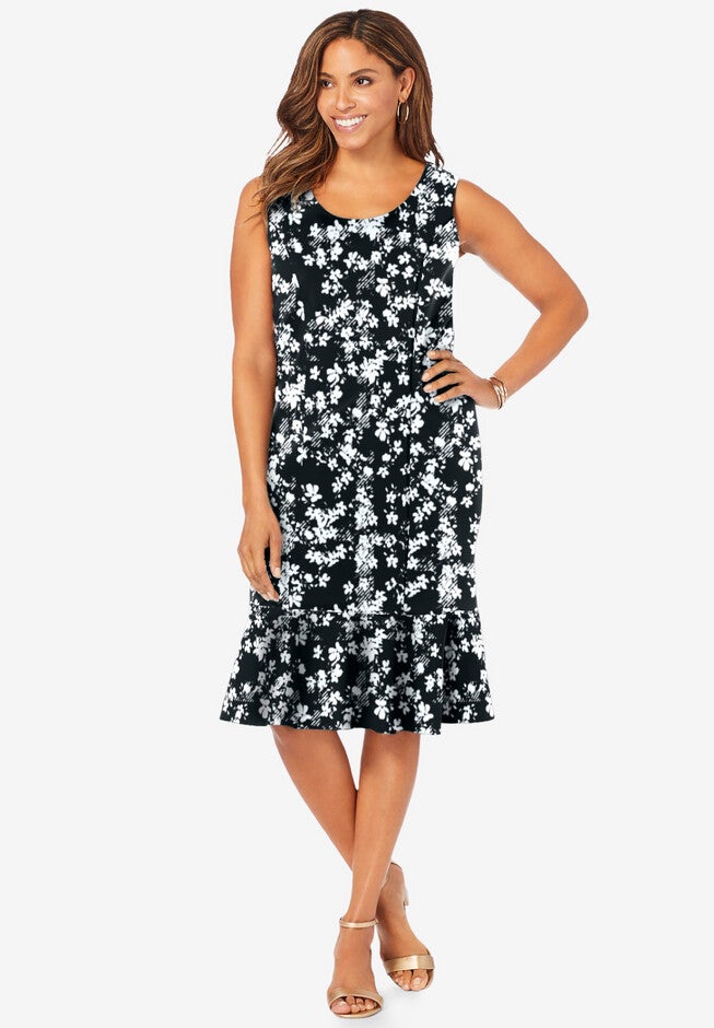 2-Piece Flounce Hem Ponte Jacket Dress, , alternate image number null